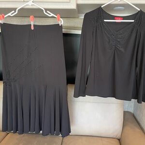 Womens M Lichi Top & Skirt Glass Beaded for Formal Dressy Dance Stunning On!